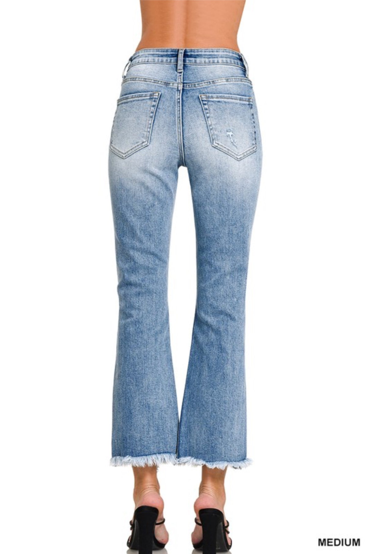 High Rise Straight Raw Hem Jeans
