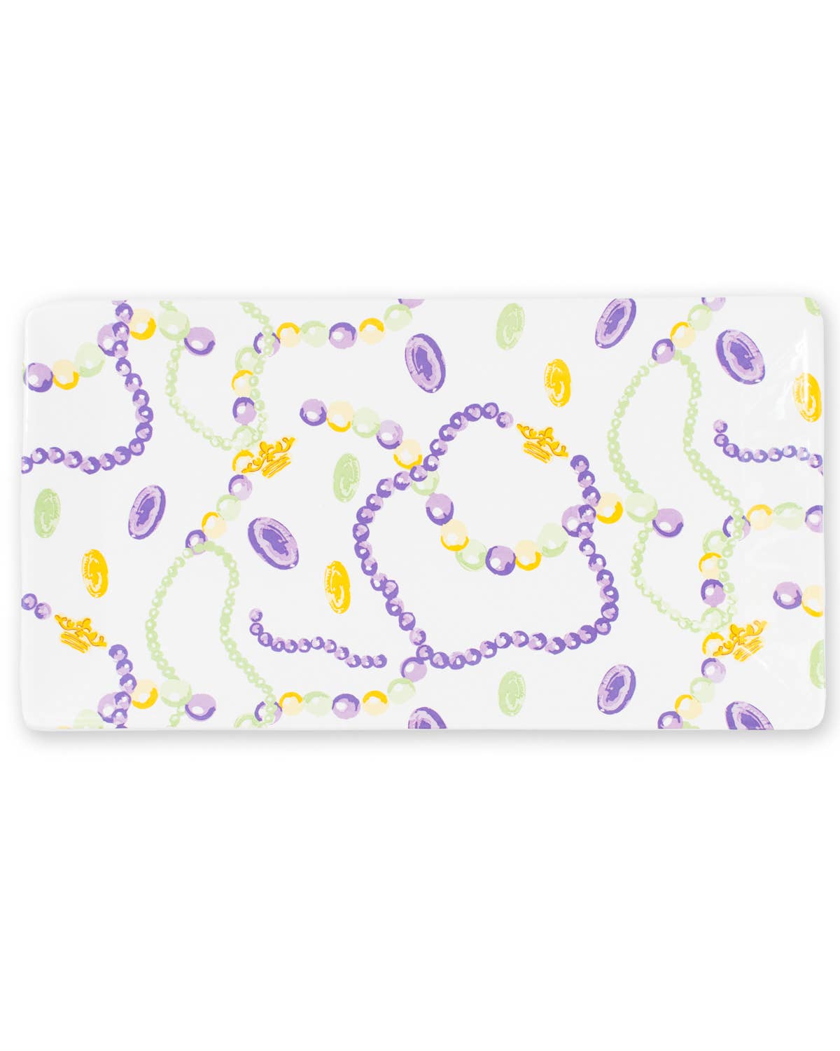 Mardi Gras Bead Rectangle Platter 12x6.5