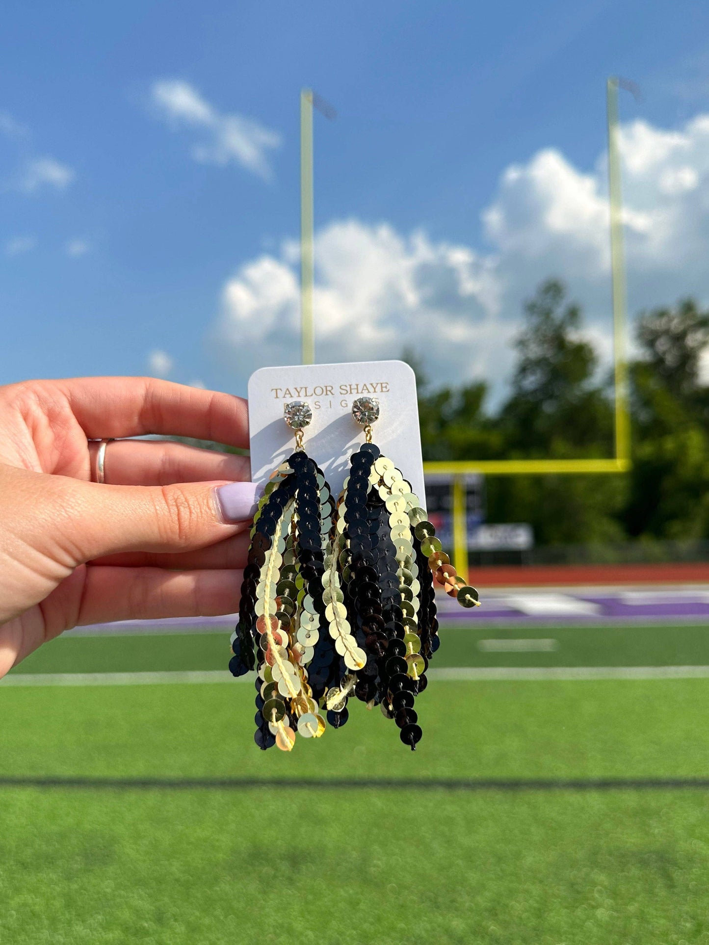 Black & Gold Sequin Tassels