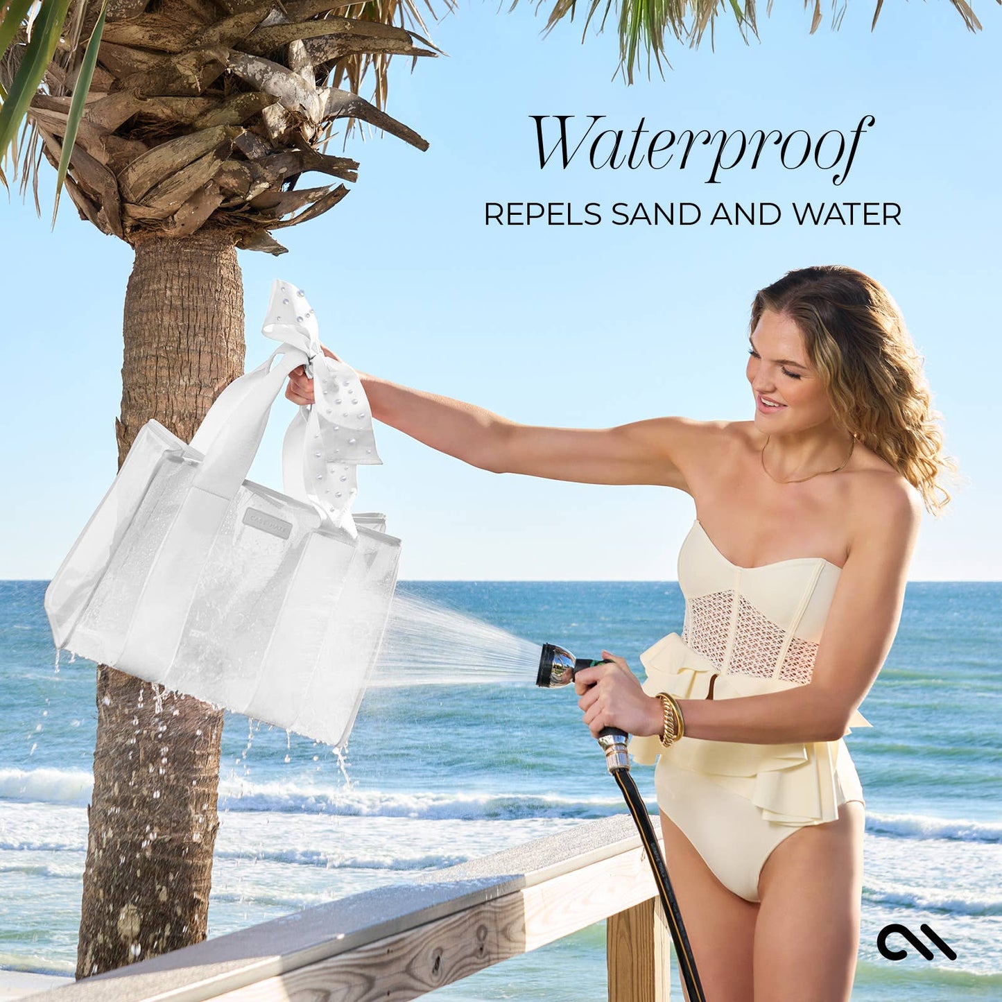 Special Edition Bow Ivory Tote With Phone Pouch