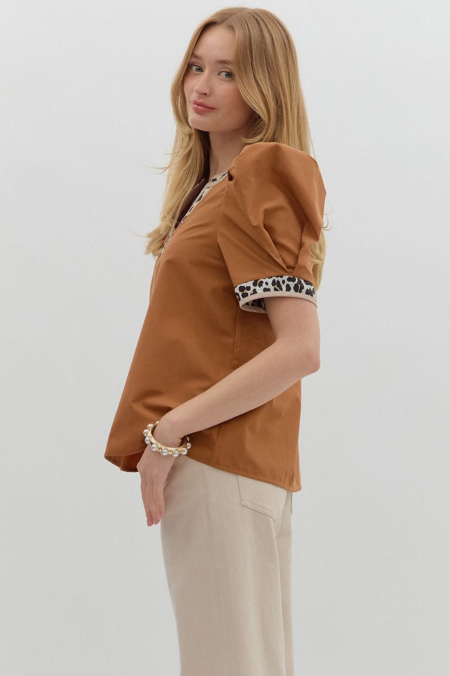 Wild Accent Puff Sleeve Top