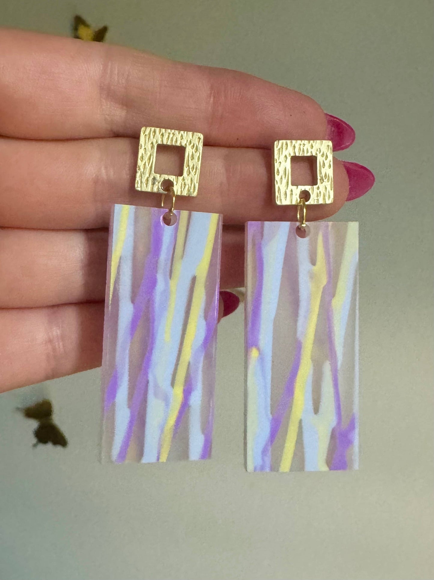 Geaux Stripes Acrylic Earrings