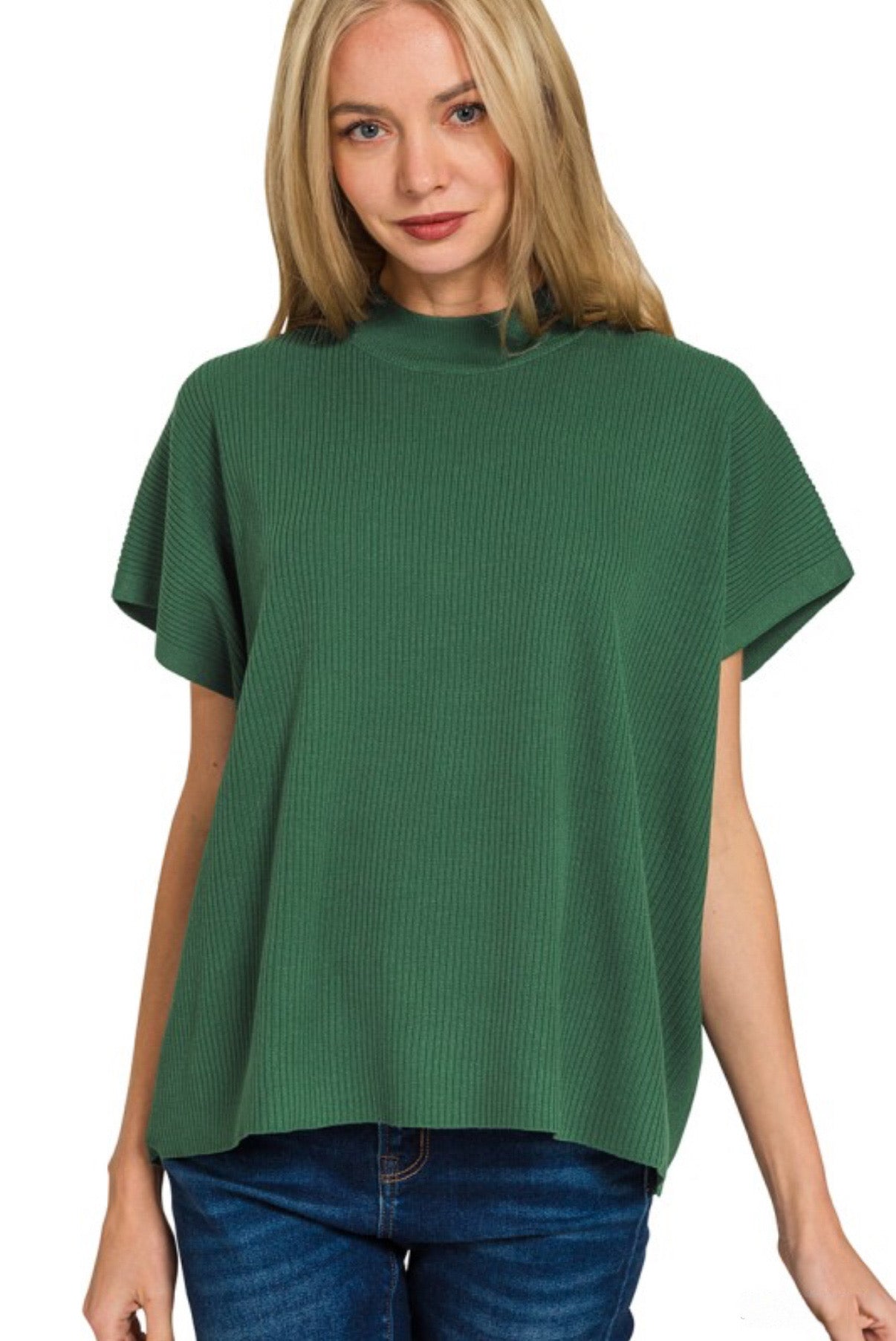 Mock Neck Boxy Sweater Tee