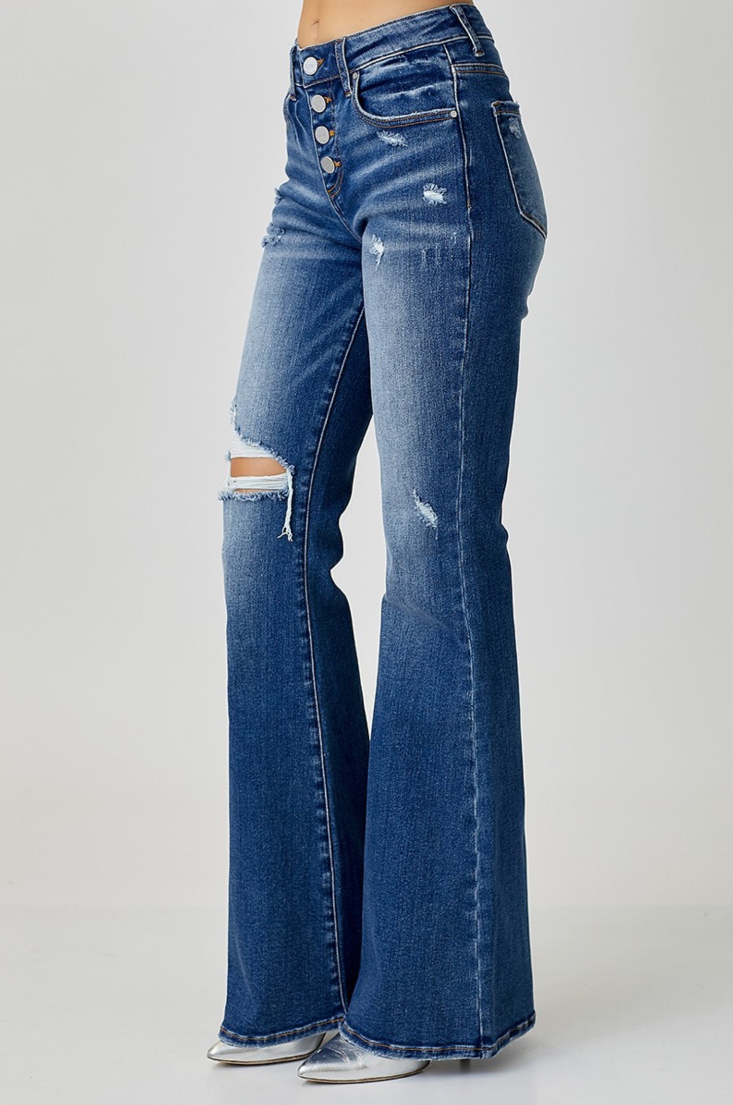 Risen Mid Rise Flare Jeans