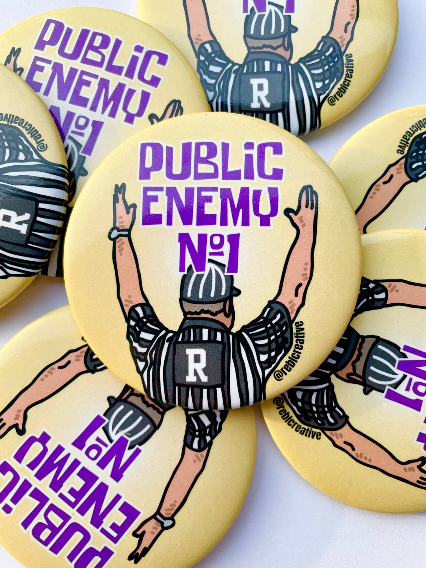 Public Enemy No. 1 - Purple & Yellow - Game Day Button