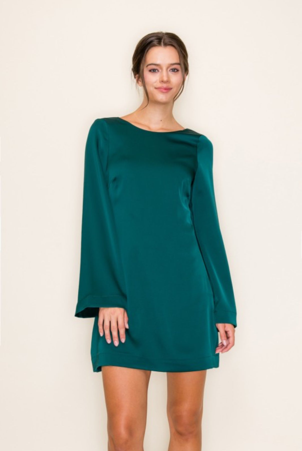 Emerald Elegance Satin Dress