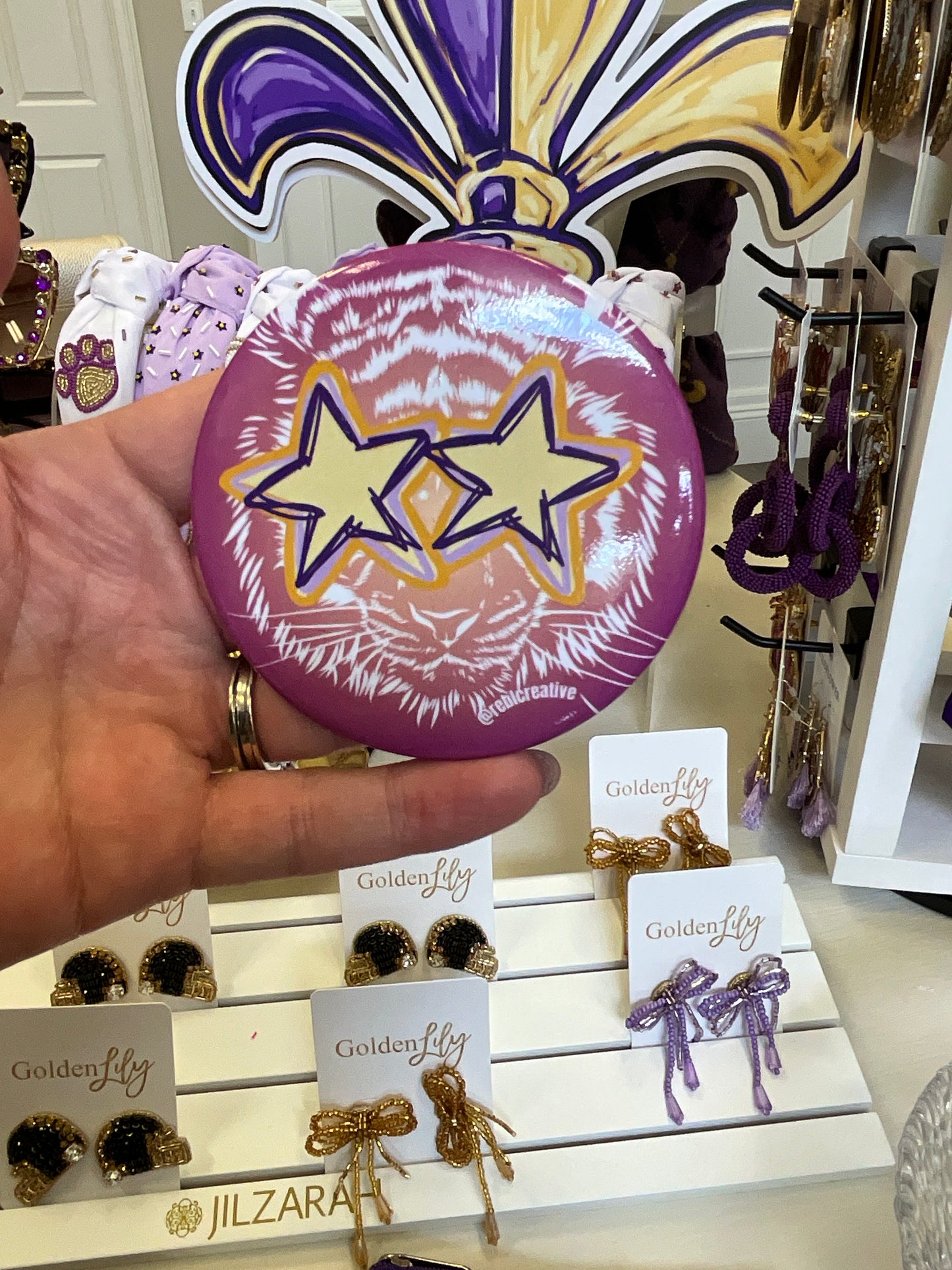 All Star - Tiger - Purple & Yellow - Game Day Button