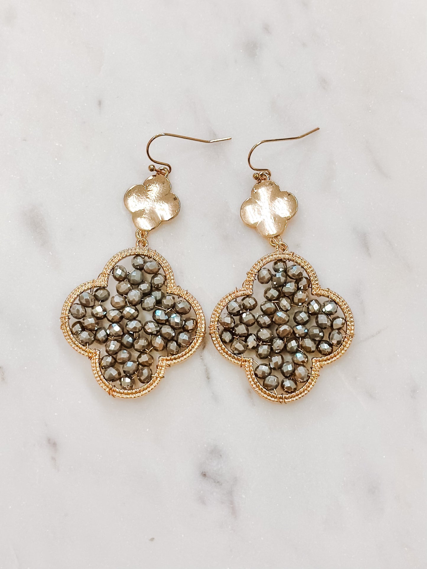 Drop Clover Bead Earrings