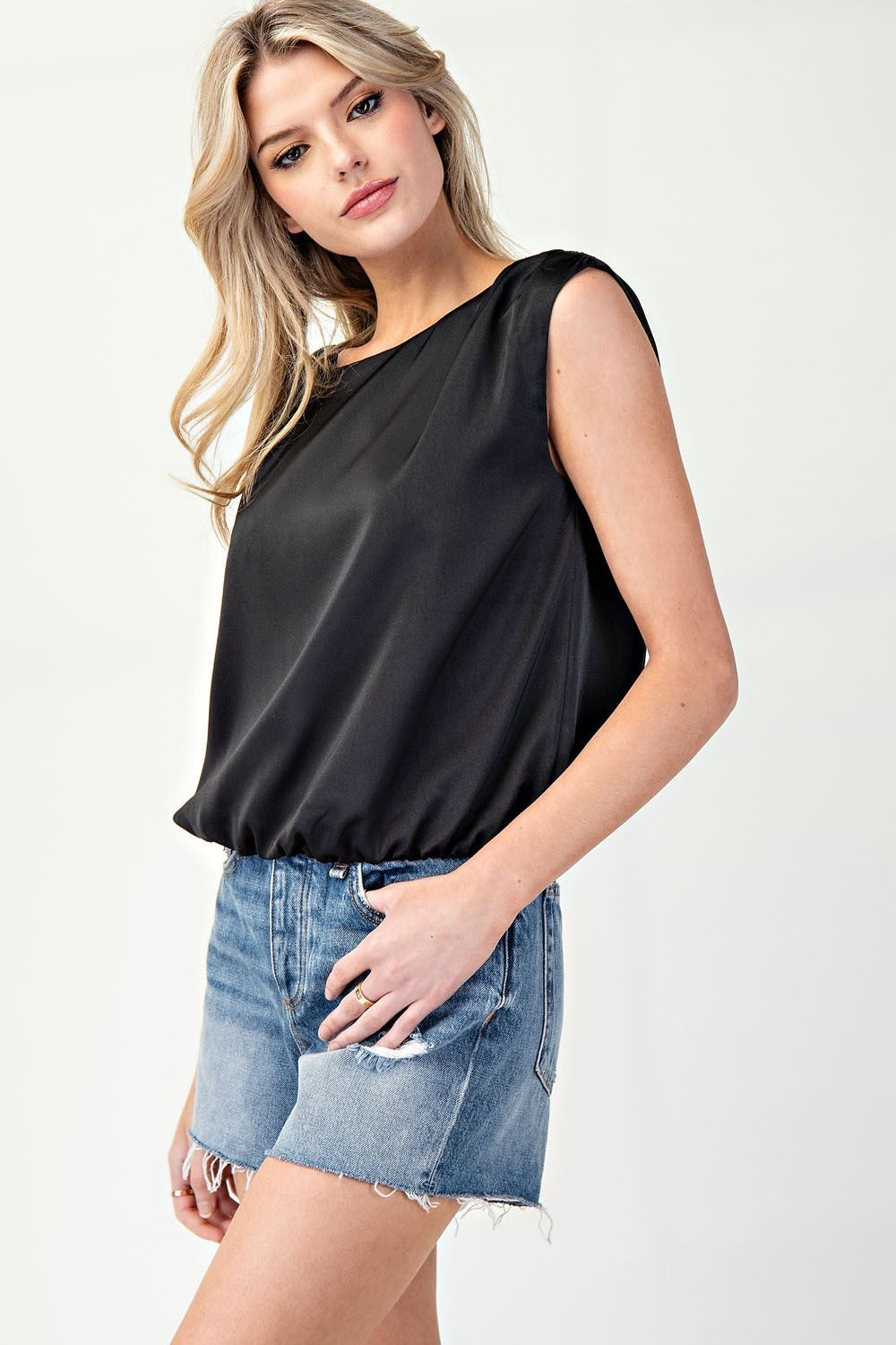 Satin Luxe Sleeveless Blouse Top