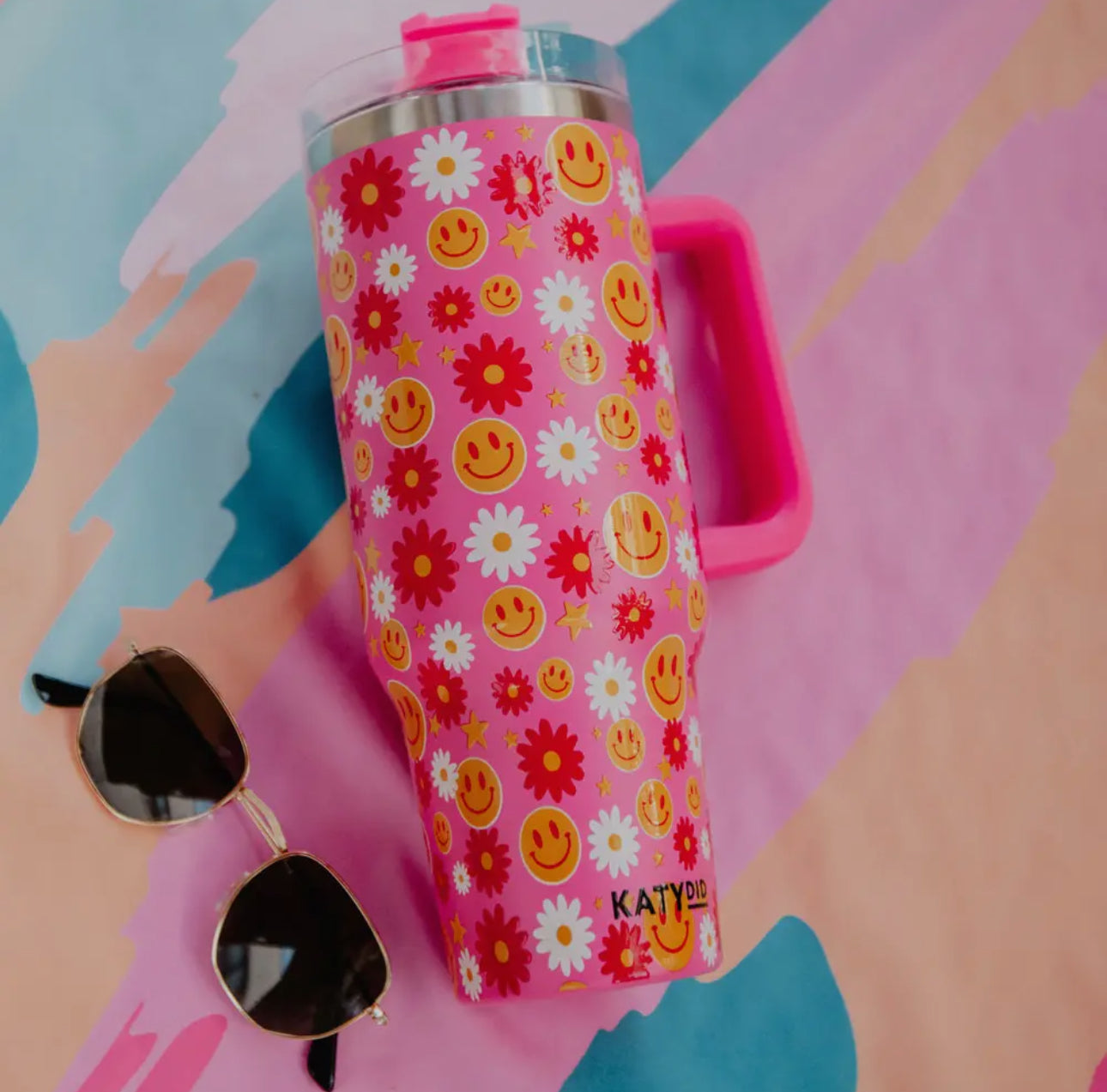 Flower Happy Face Tumbler