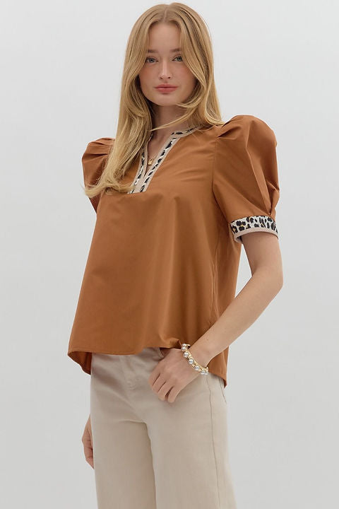 Wild Accent Puff Sleeve Top