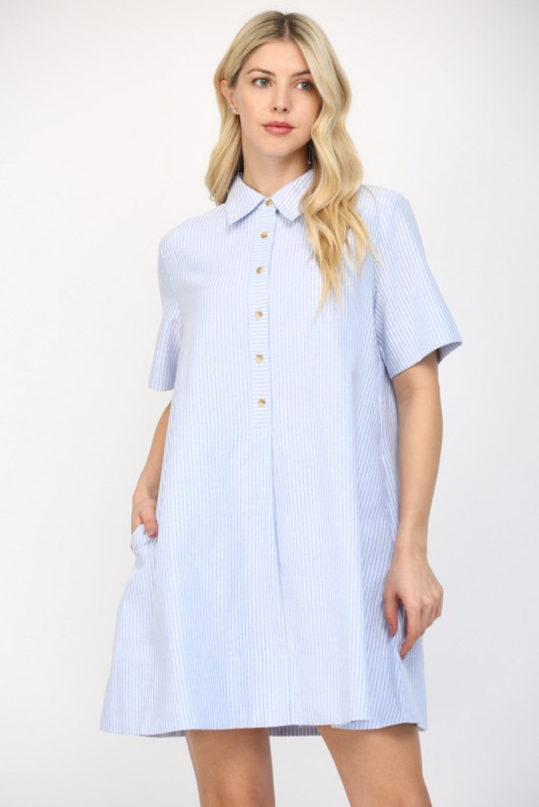 Pin Stripe A Line Mini Dress