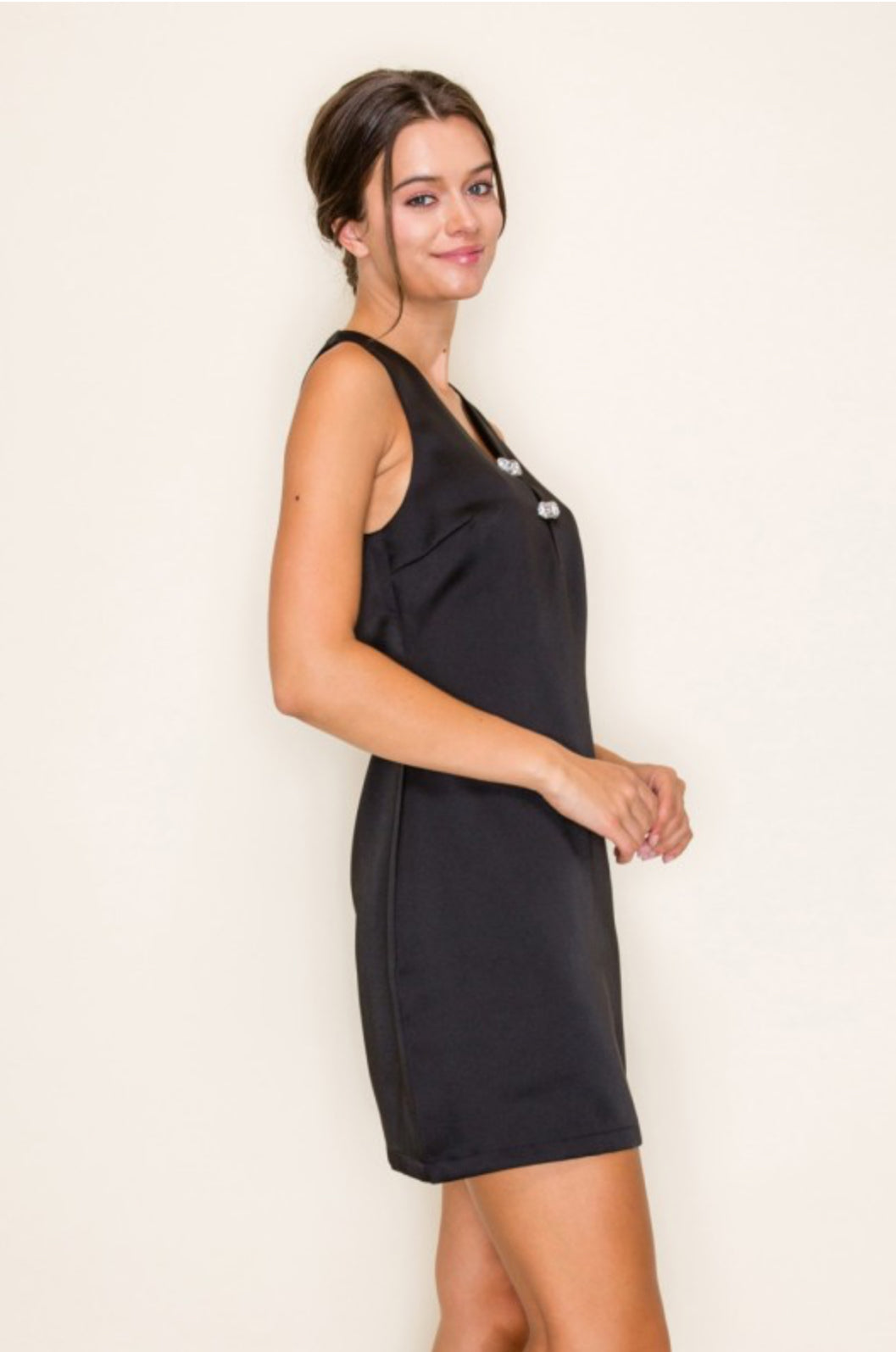 Satin Bow Clasp Mini Dress