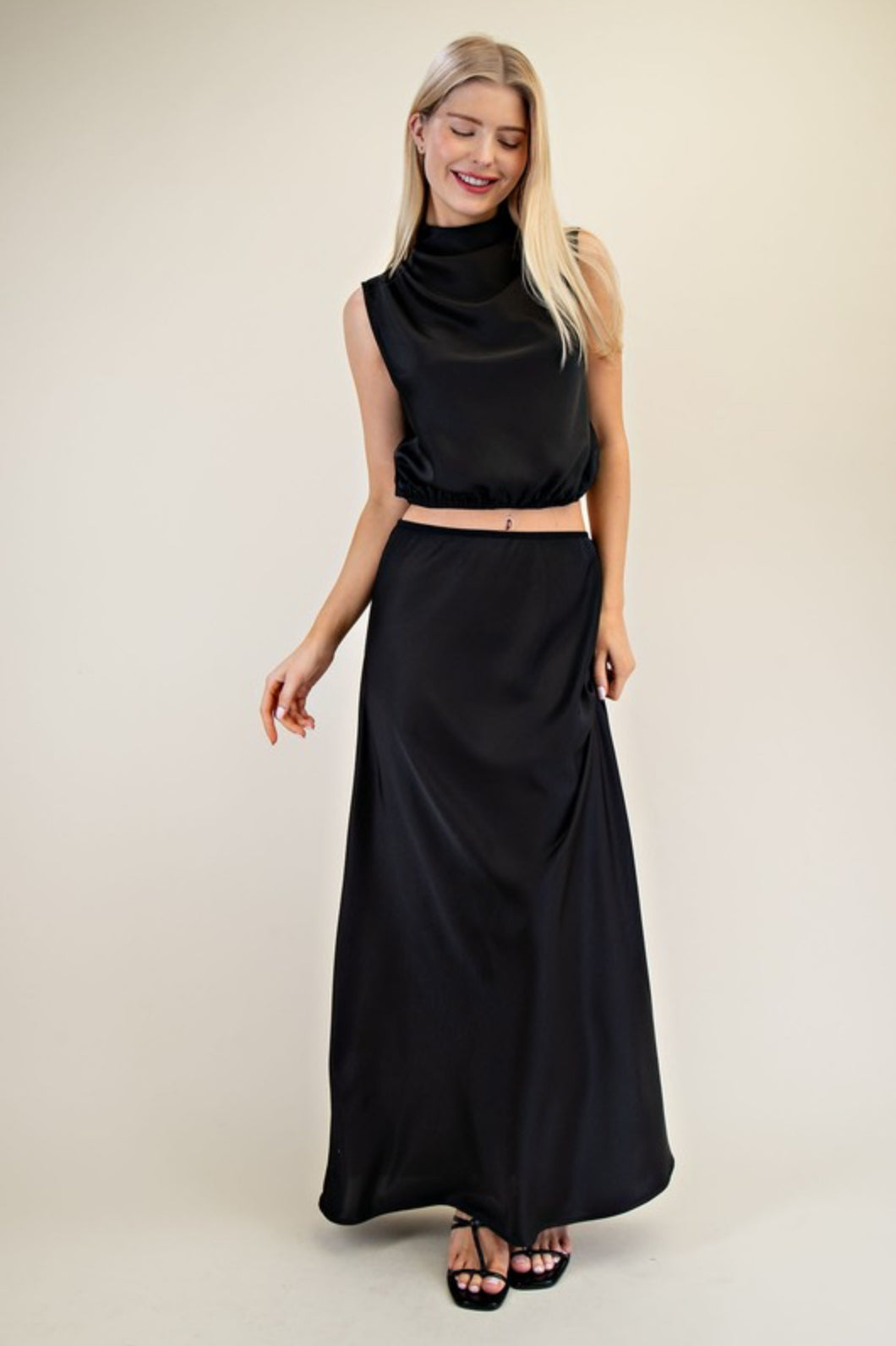 Silk High-Waist Maxi Skirt