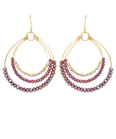 Layered Wire Crystal Teardrop Earrings
