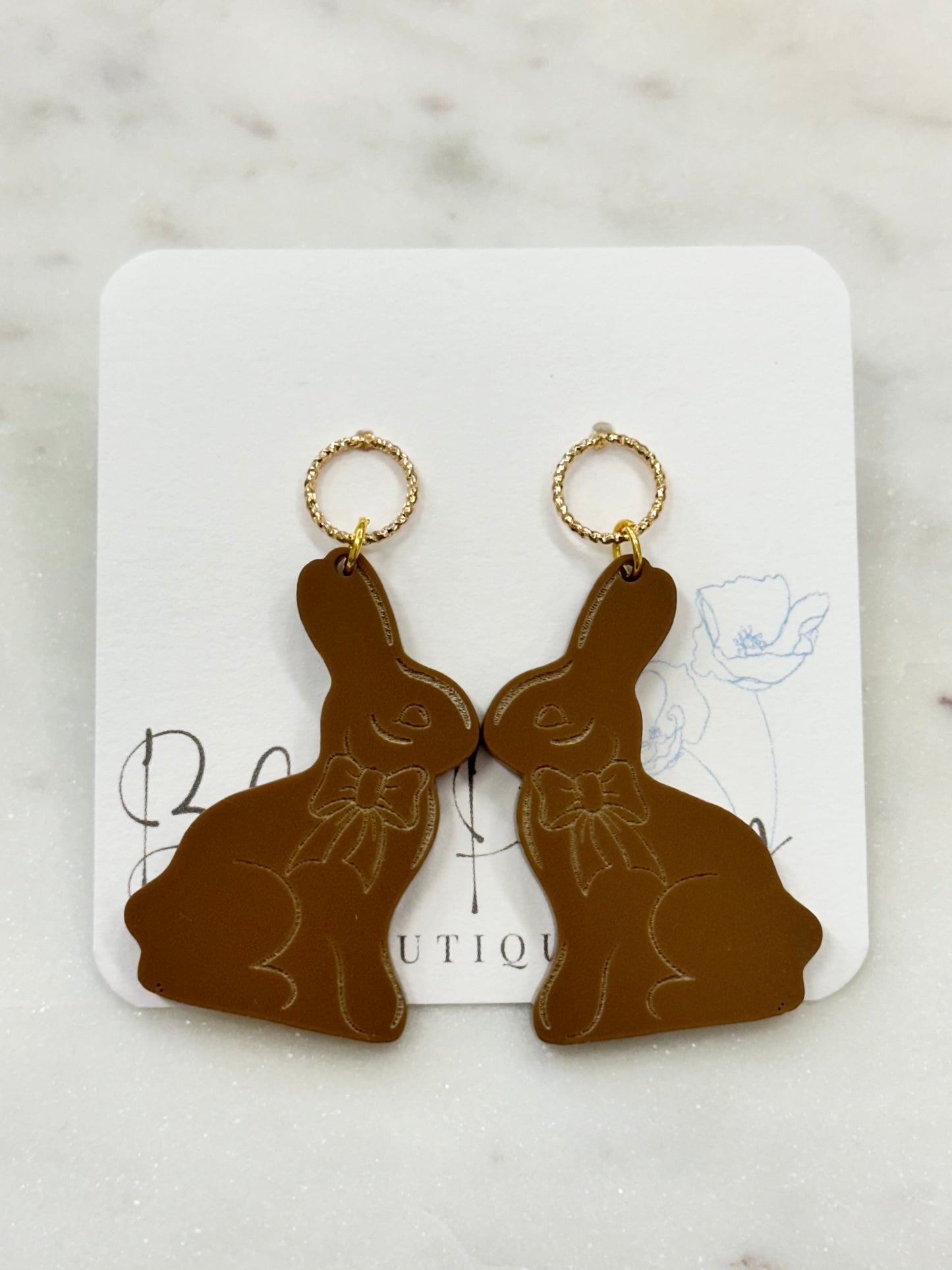Chocolate Bunny Acrylic Earrings
