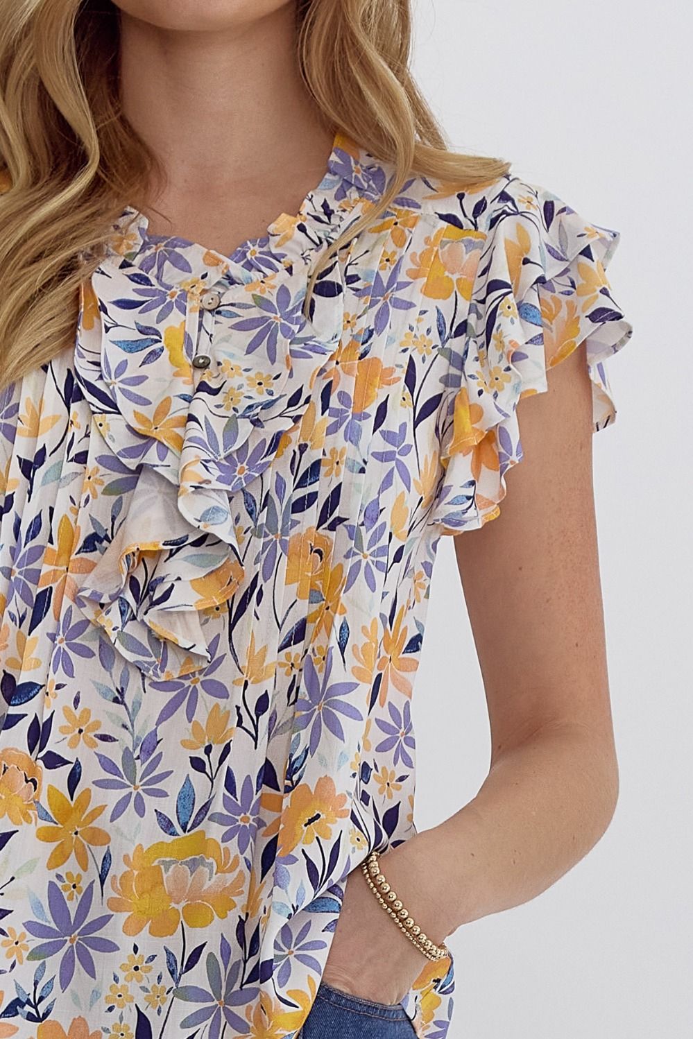 Sunshine & Lavender Ruffle Top