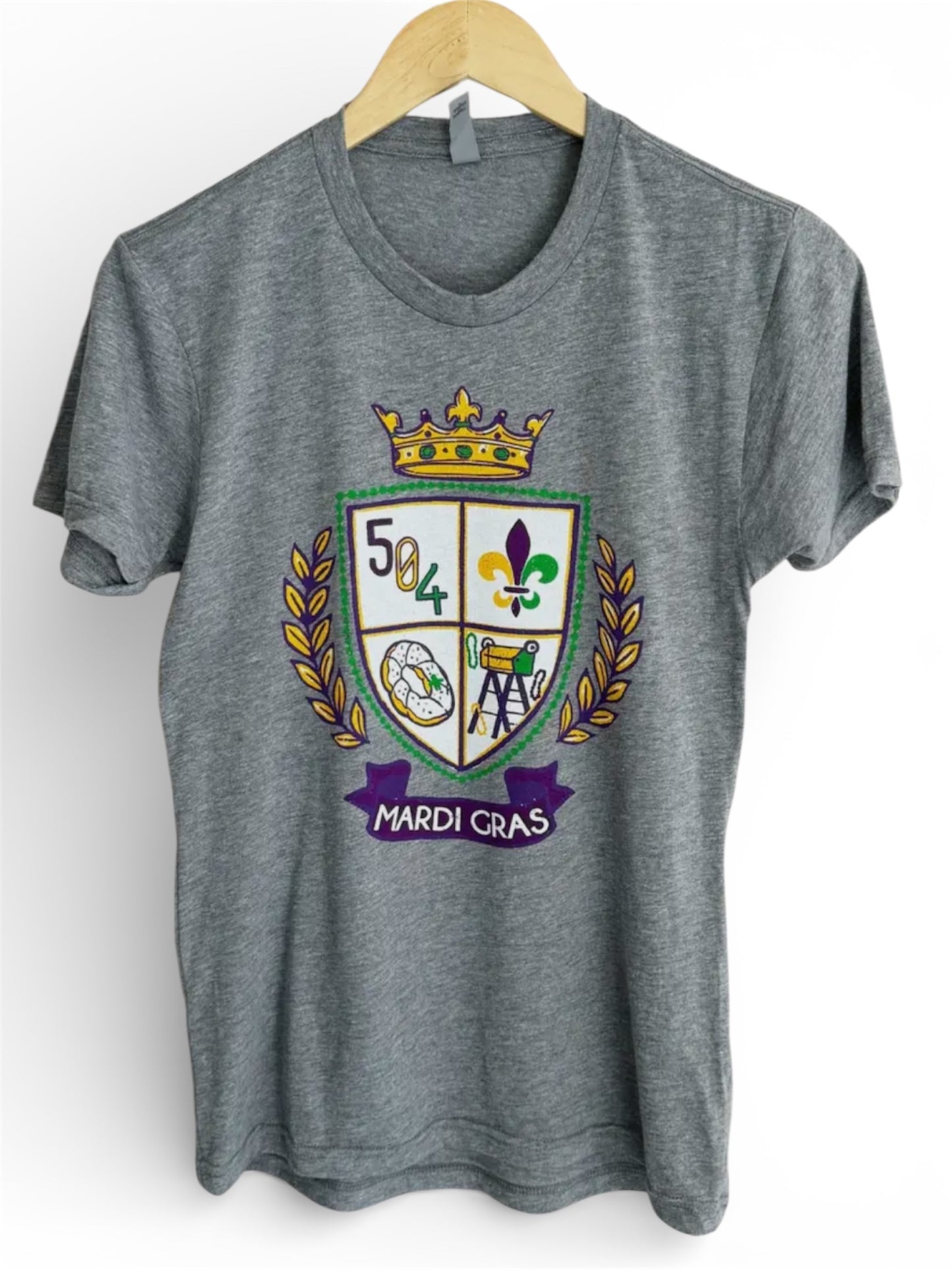 Mardi Gras Crest Unisex Tee-heather grey