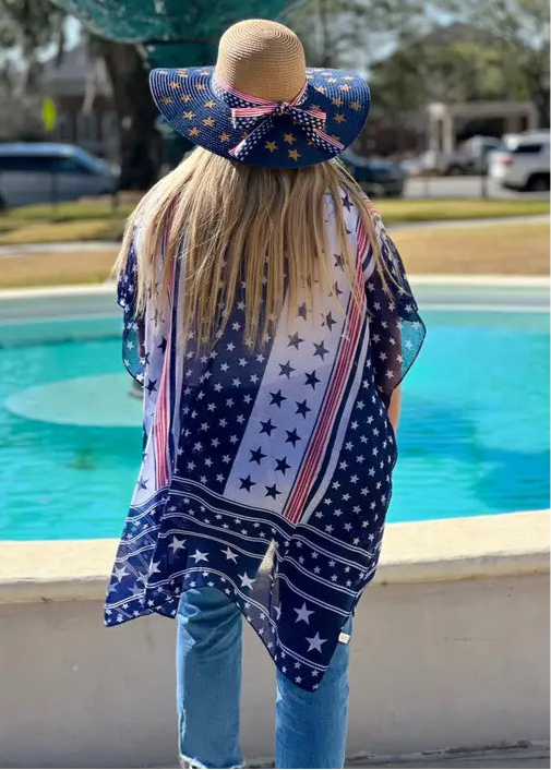 Let Freedom Ring Printed Kimono Navy