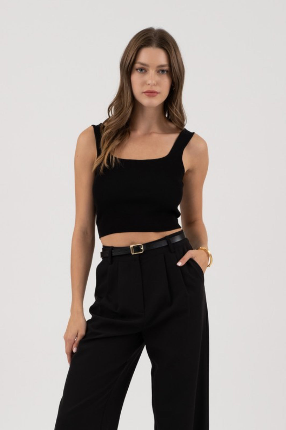 Sleeveless Sweater Knit Crop Top