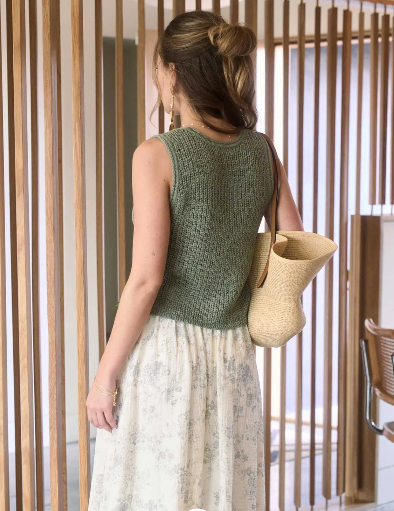 Front Button Crochet Knit Vest