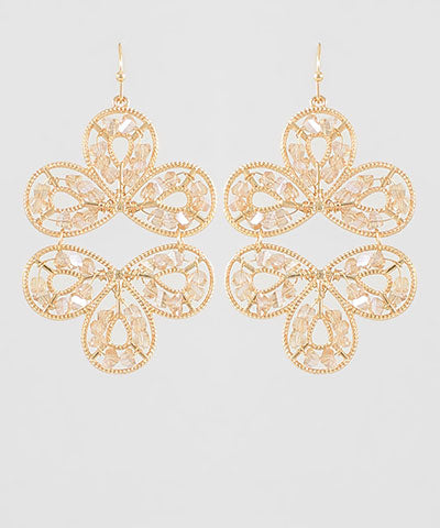 Beaded Bud Flower Wire Earrings