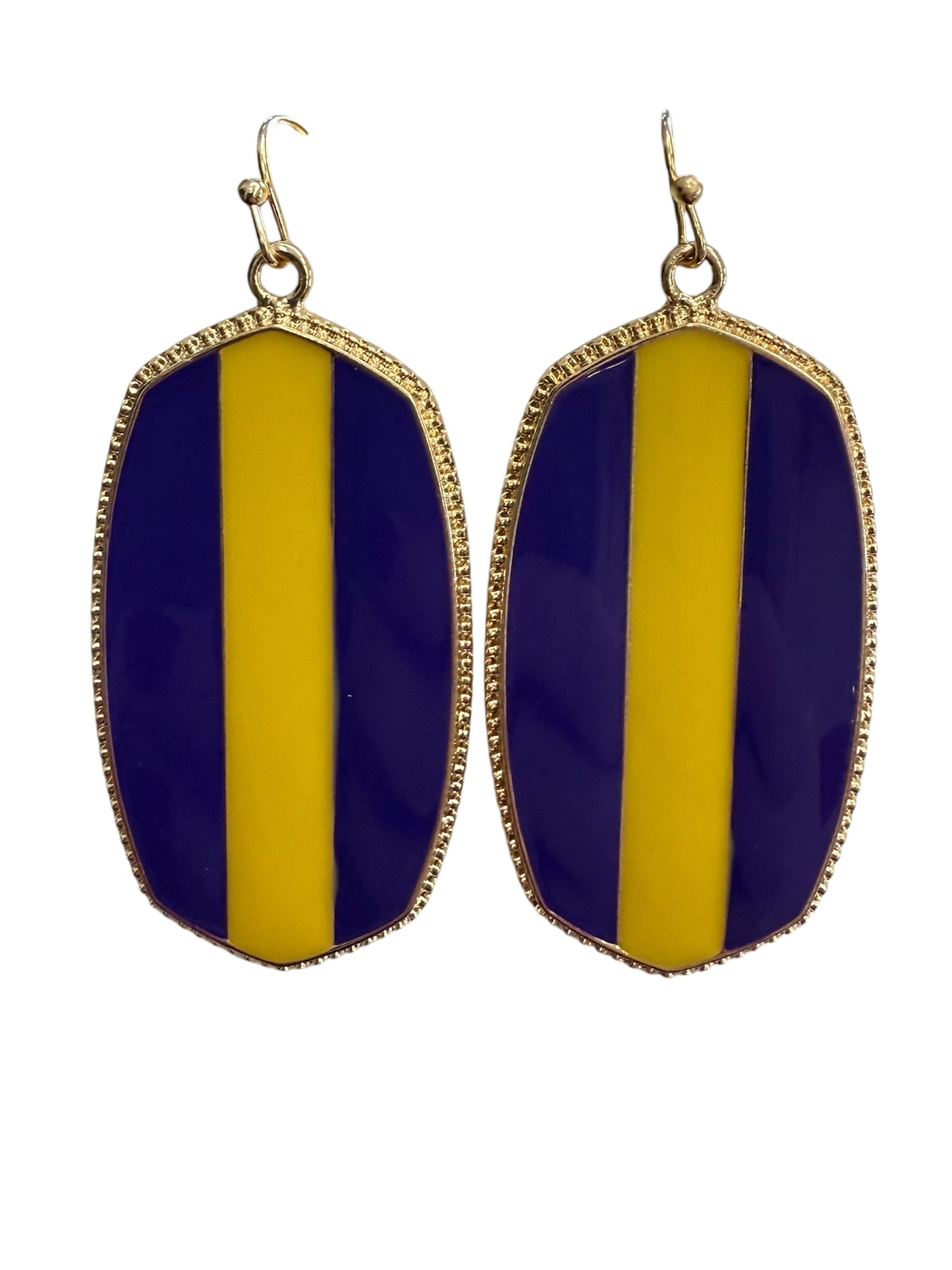 Hex Purple & Gold Stripe Earrings