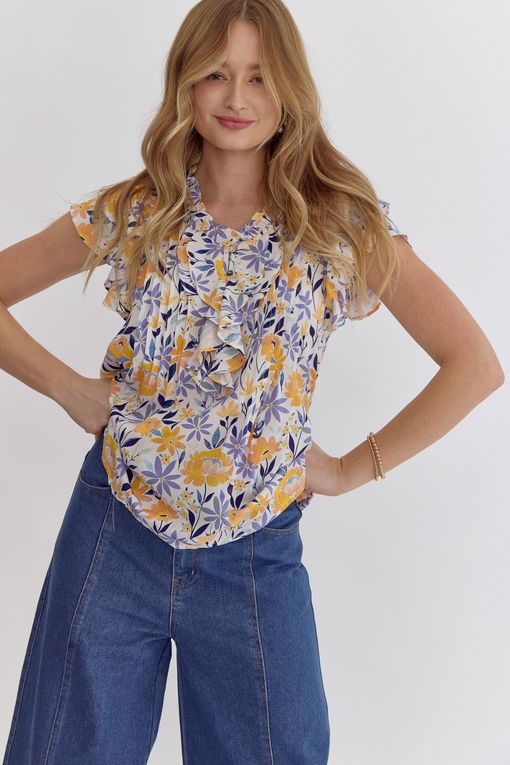Sunshine & Lavender Ruffle Top