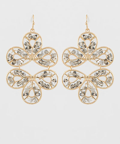 Beaded Bud Flower Wire Earrings