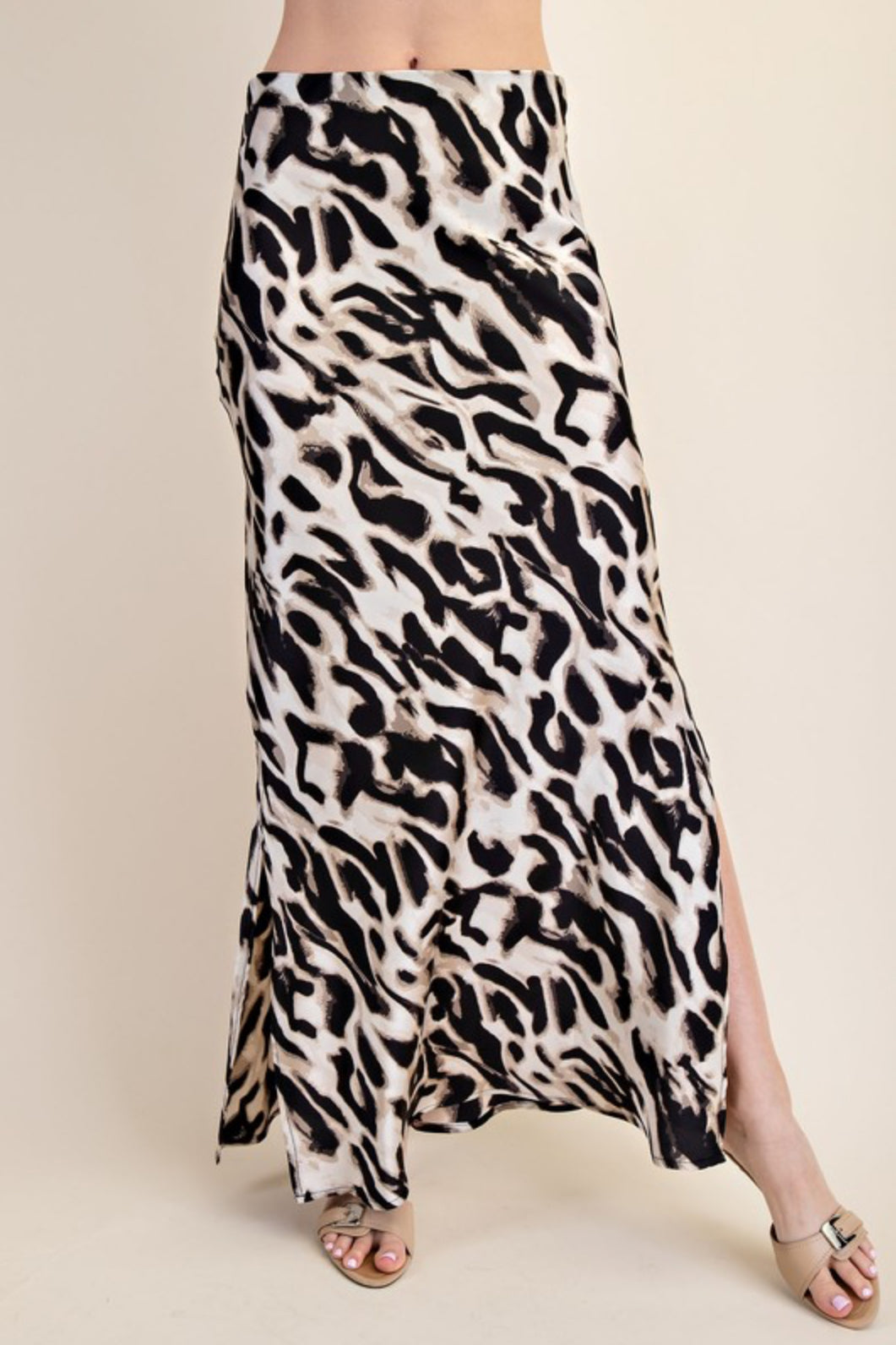 Printed Satin Maxi Skirt