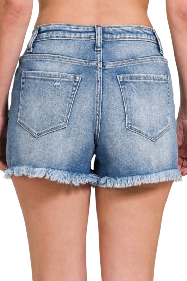 Light Raw Frayed Hem Short