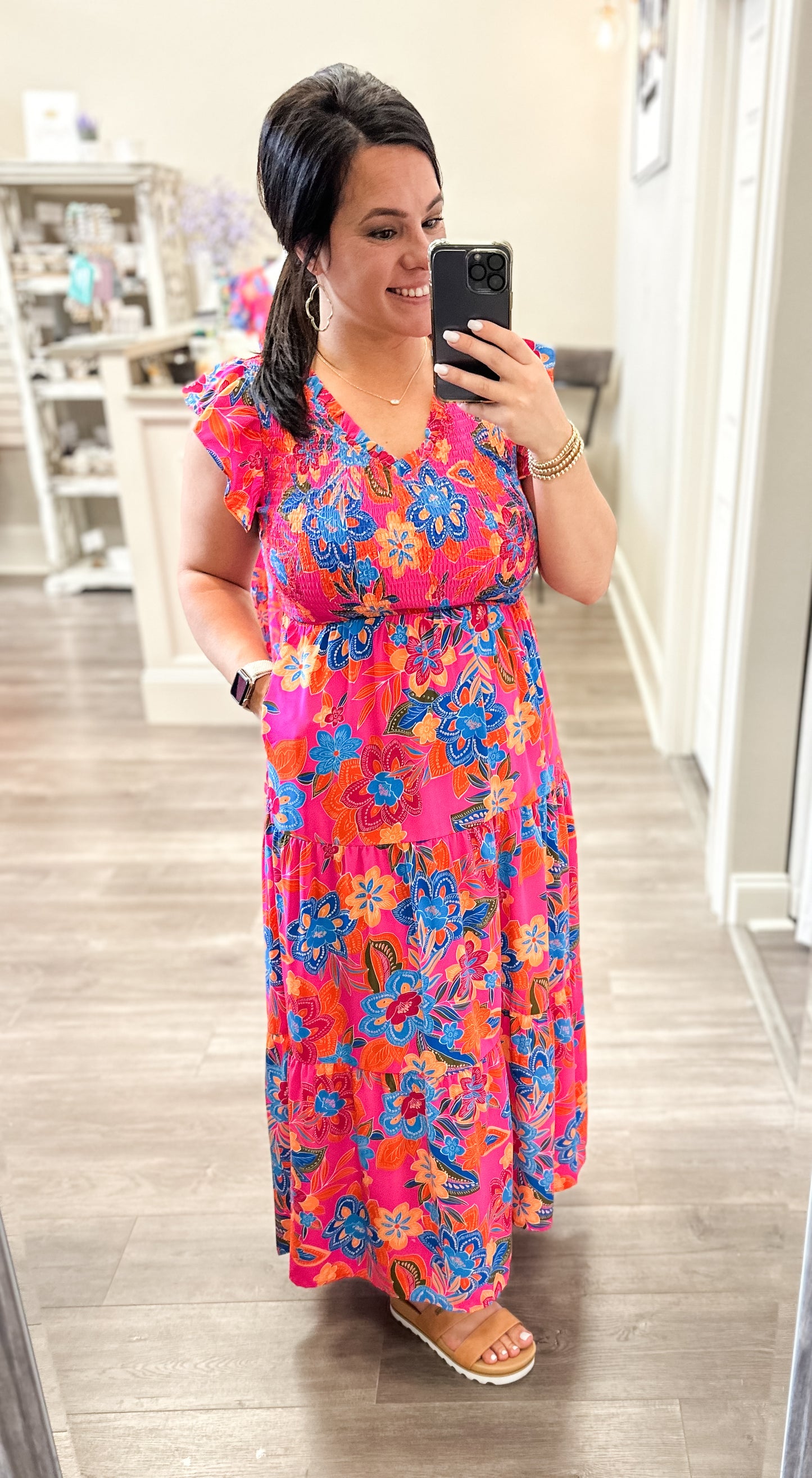 Ruffle Floral Maxi