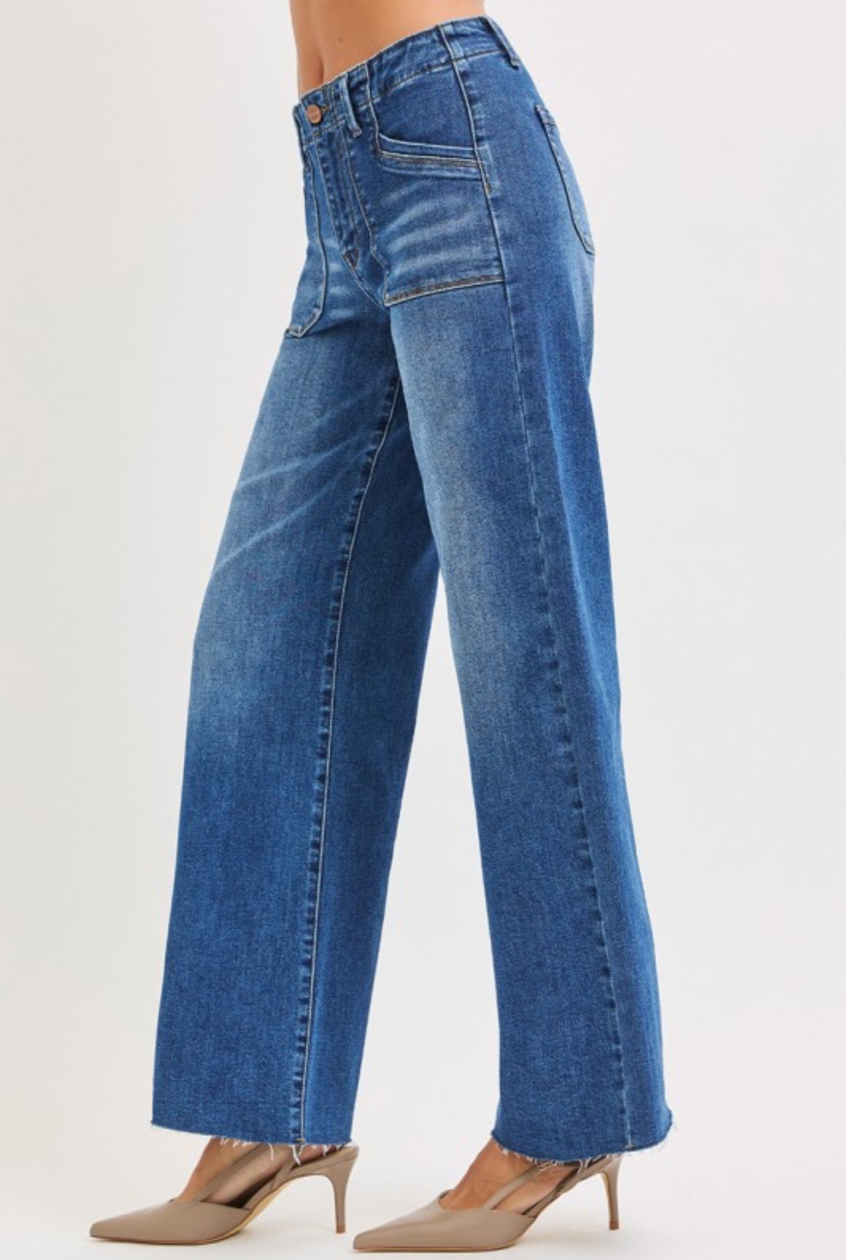 The Patch Pocket Wide Leg Risen Jean