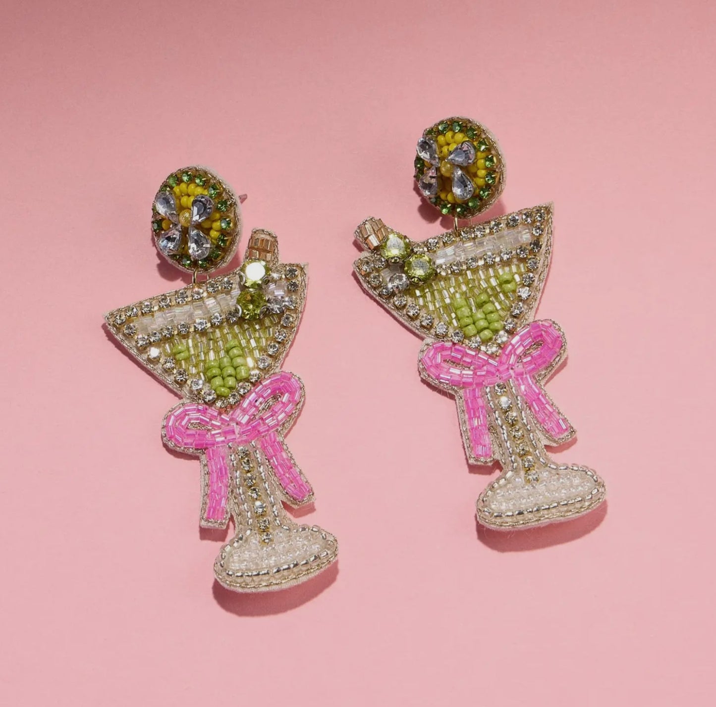 Beaded Martini Glass Earrings