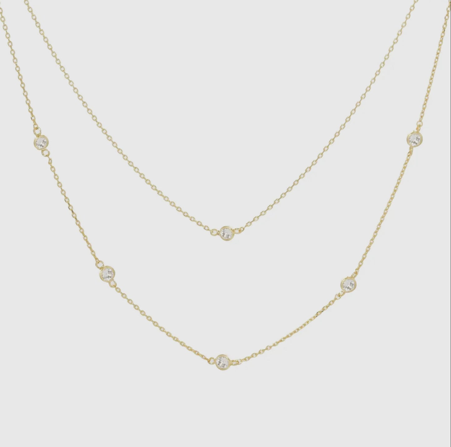 Cubic Zirconia Layered Gold Dipped Necklace