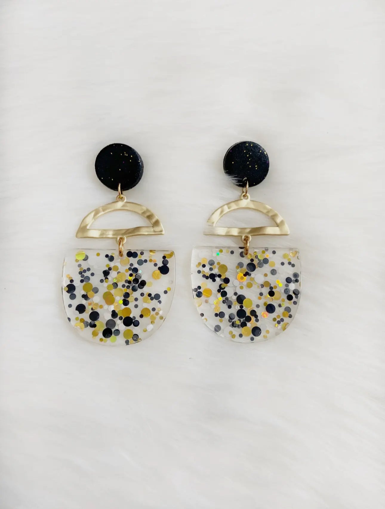Black & Gold Confetti Earrings