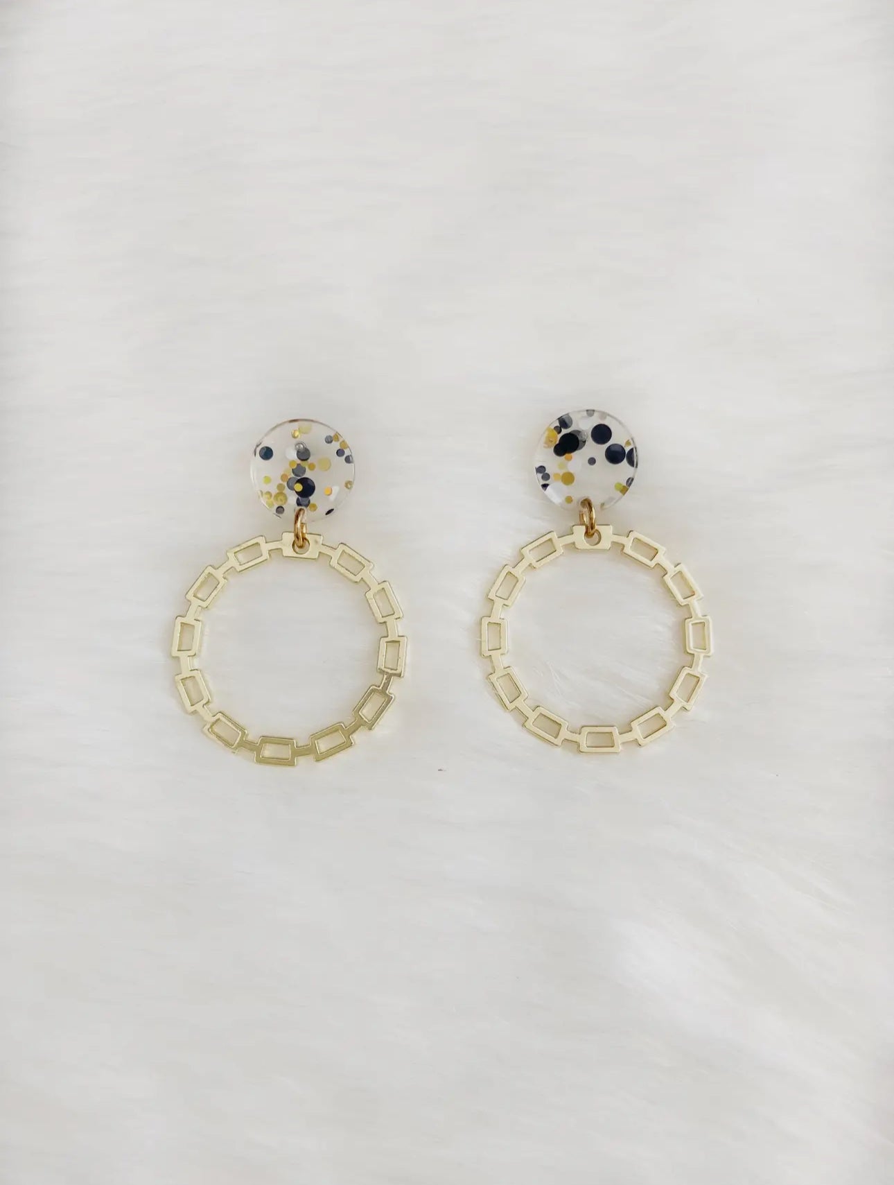 Gold Hoop Confetti Game Day Earrings