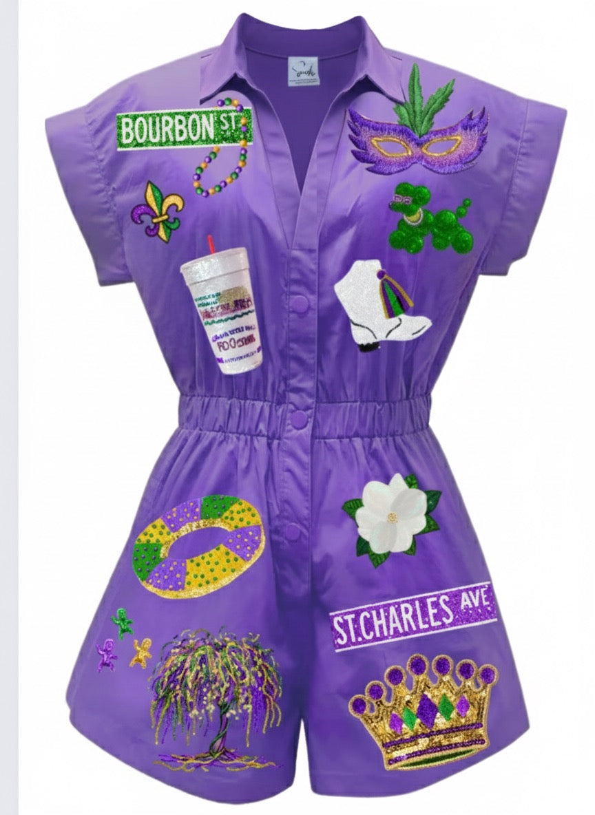 Mardi Gras Sequin Romper