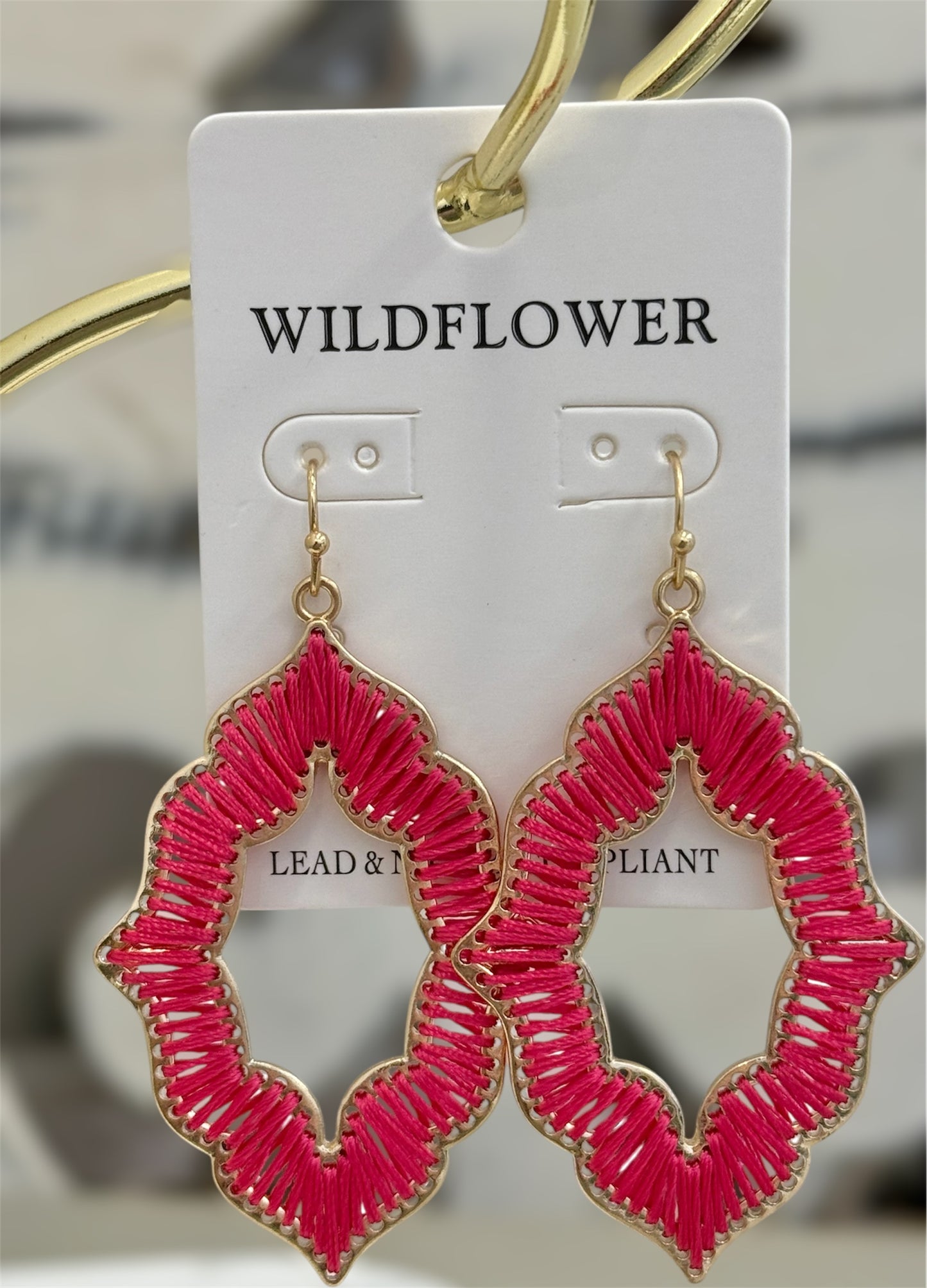 Raffia Drop Earrings - Pink
