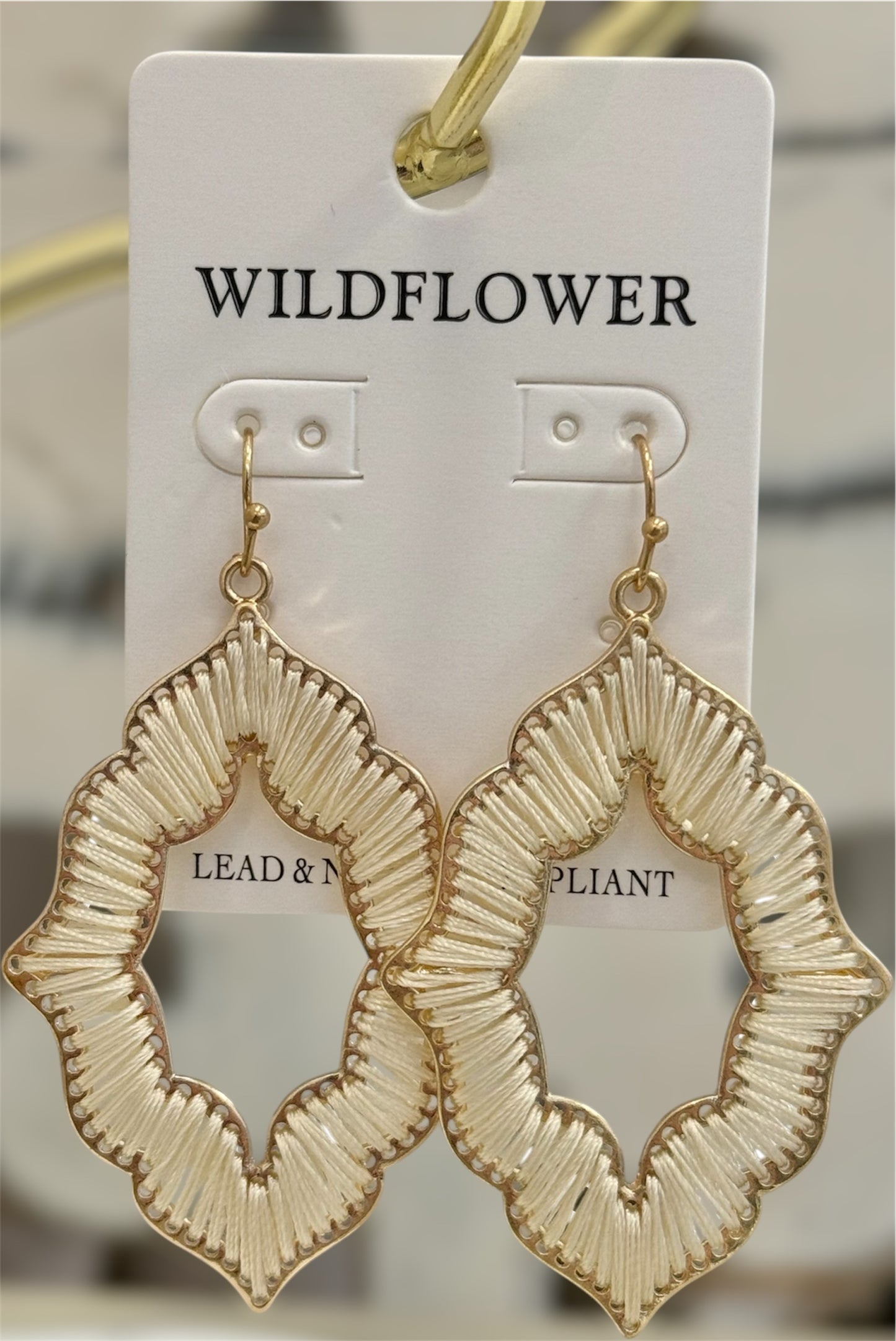 Raffia Drop Earrings - Beige