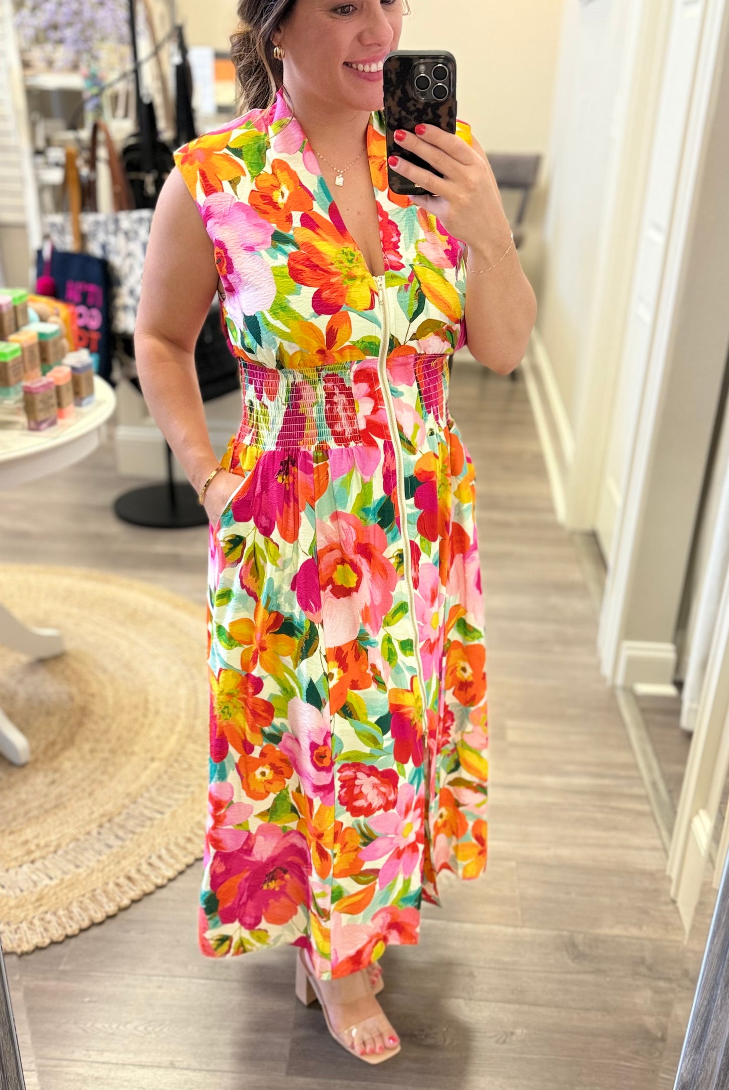 Flora Luxe Zip Dress