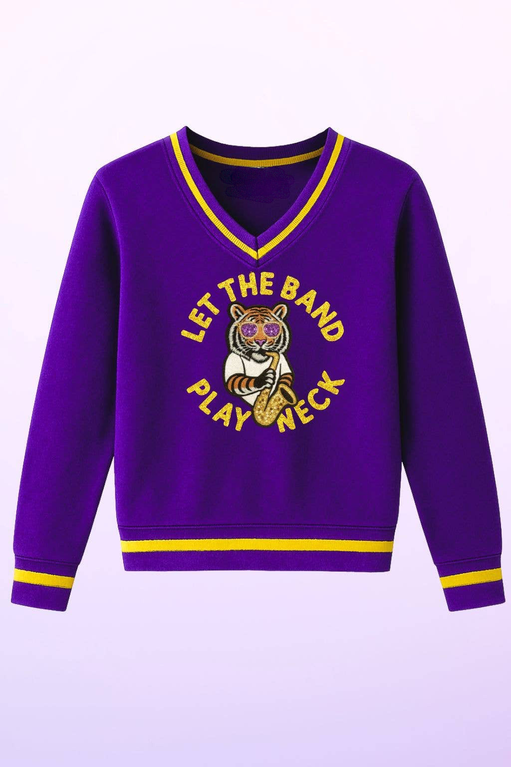 Let the Band Play Neck Sequin Game Day tiger Sweatshirt