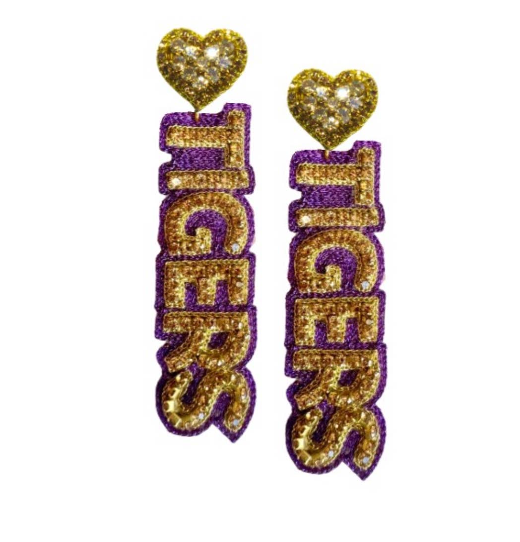 Tiger Hearts Beaded Earrings