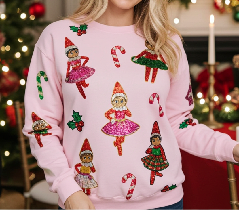 Sequin Elf Christmas Sweatshirt