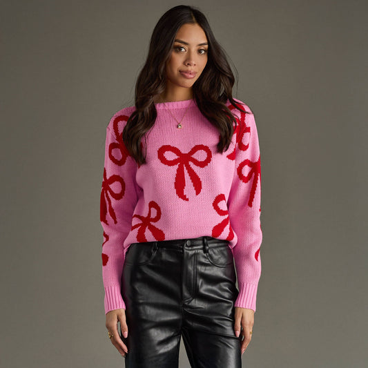 Pink & Red Bow Sweater