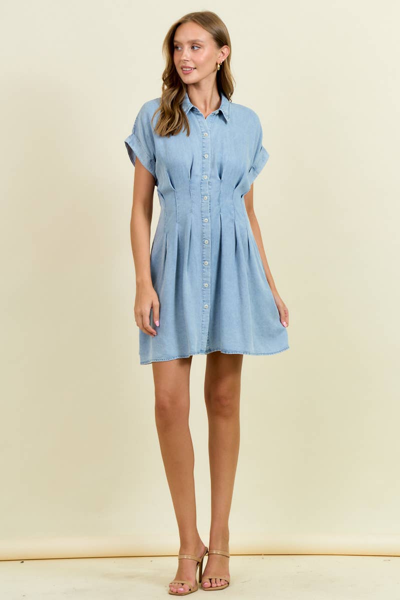 The Cinched Chambray Shirt Dress