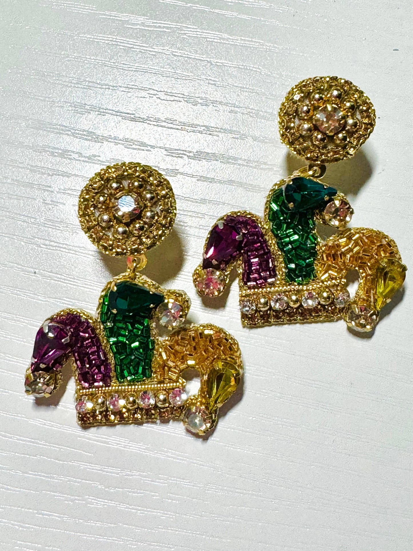 Louisiana New Orleans Mardi Gras Beaded Hat Earrings
