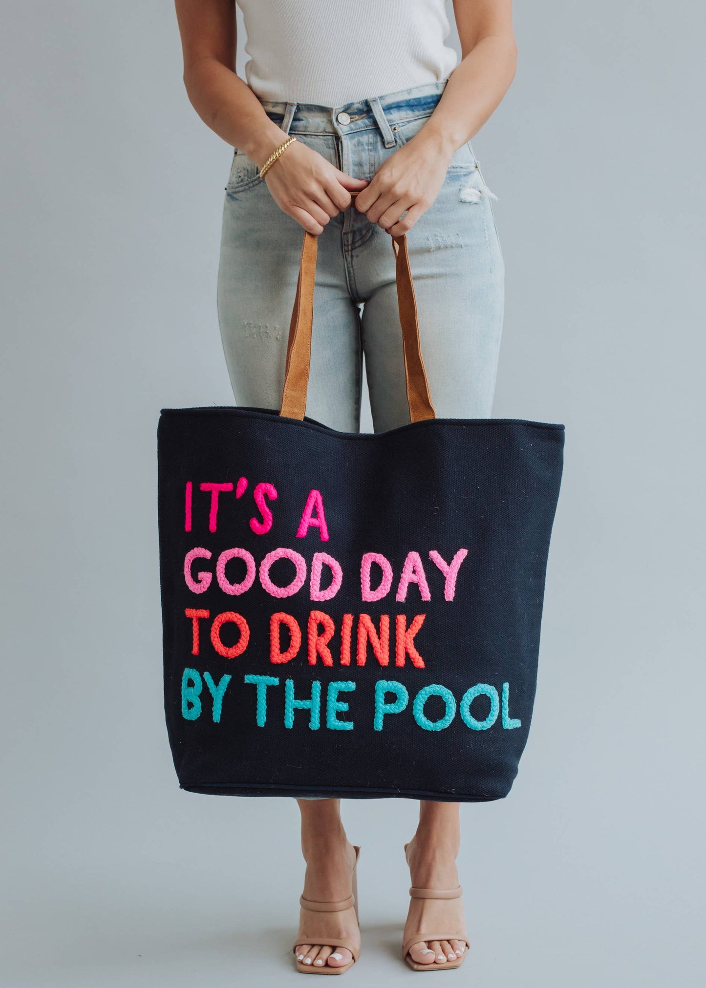 Navy Drink By The Pool Tote