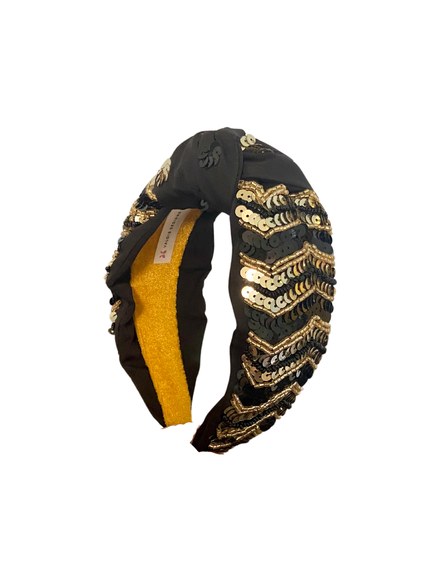 Game Day Sequin Chevron Headband - Black & Gold