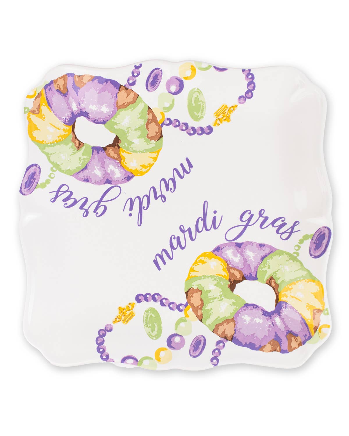 Mardi King Cake Square Platter 11.5x11.5